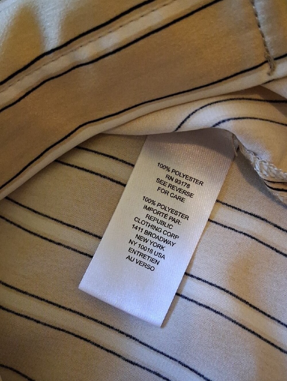 Elie Tahari Cream and Navy Striped Button-Down Blouse - Picture 5 of 8